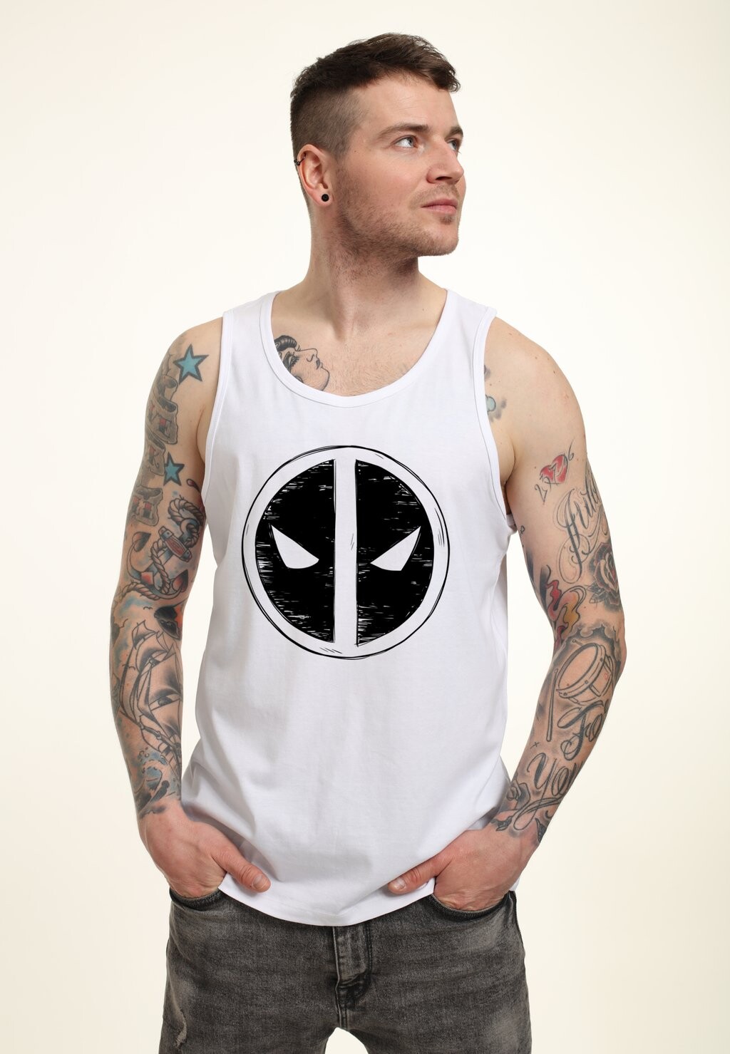 

Топ DEADPOOL WOLVERINE SCRIBBLE EMBLEM TANK Marvel, белый