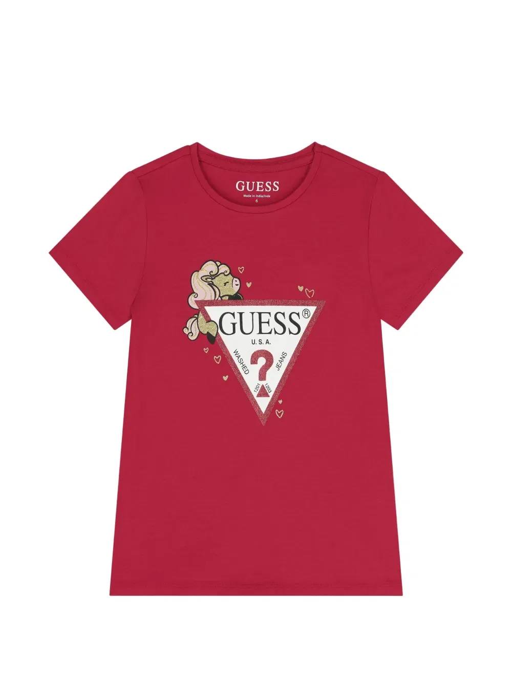 Футболка с круглым вырезом и графическим принтом Guess Kids, красный