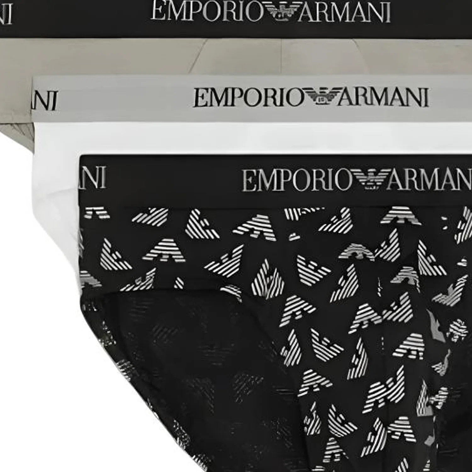 Боксеры Emporio Armani 3 шт серый+черный+белый — фото 4