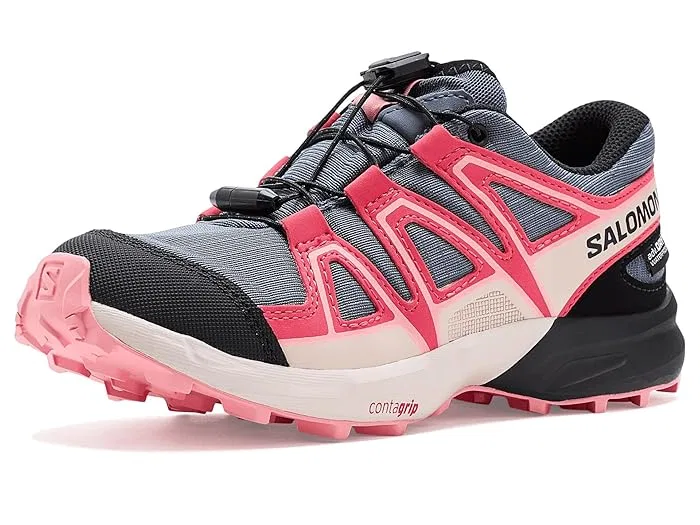 Кроссовки водонепроницаемые Speedcross Waterproof Salomon Kids, Grisaille/Hushed Violet/Rouge Red — фото 2