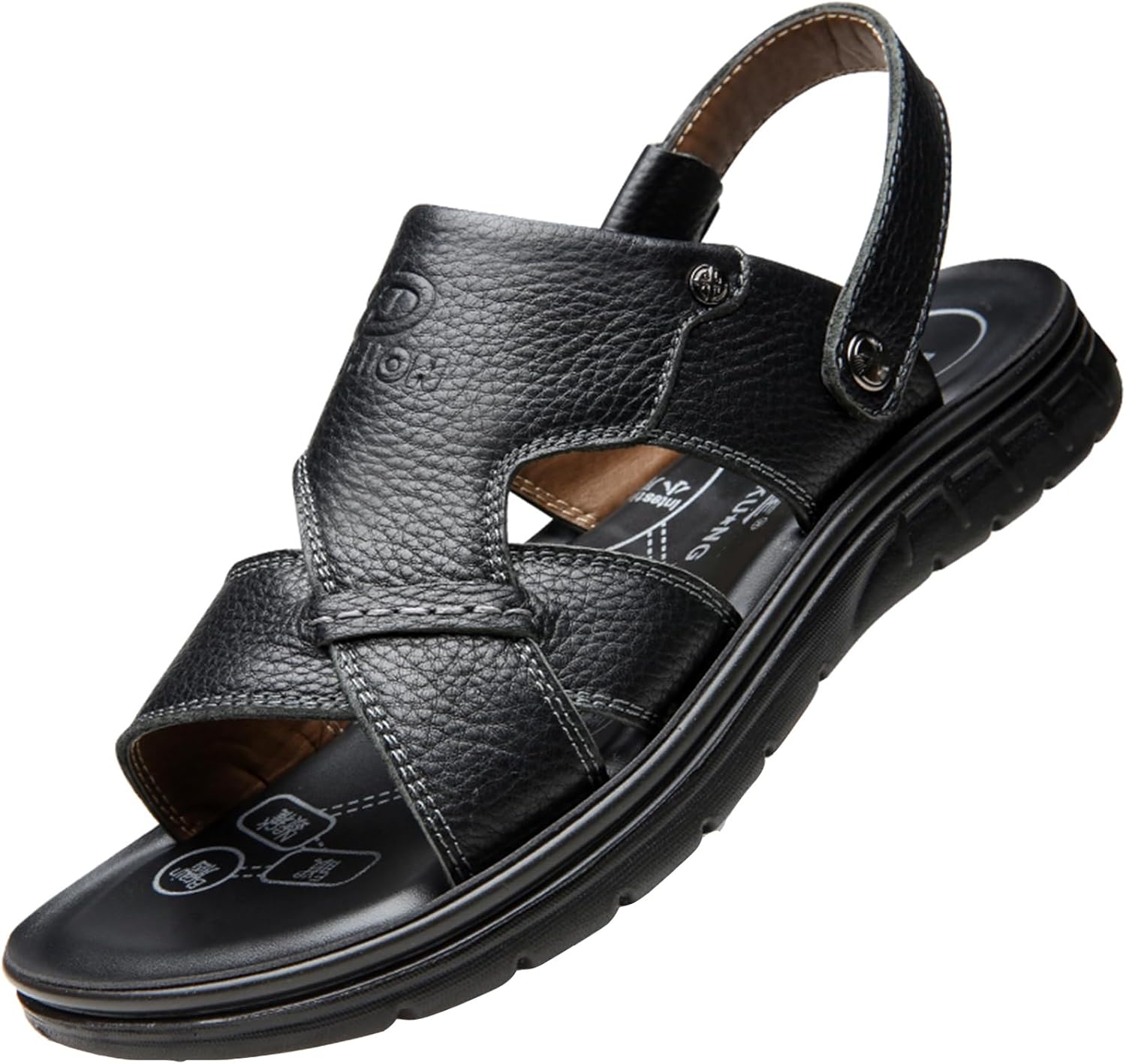 

Мужские повседневные сандалии WUIWUIYU с открытым носком, для спорта, походов и прогулок на улице, водные сандалии, пляжные тапочки, летняя домашняя обувь, черный