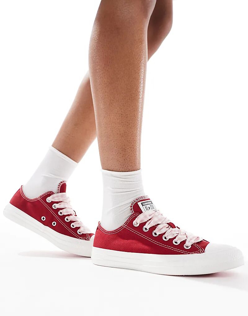 Кроссовки Chuck Taylor All Star Ox красного цвета со шнурками в клетку Converse