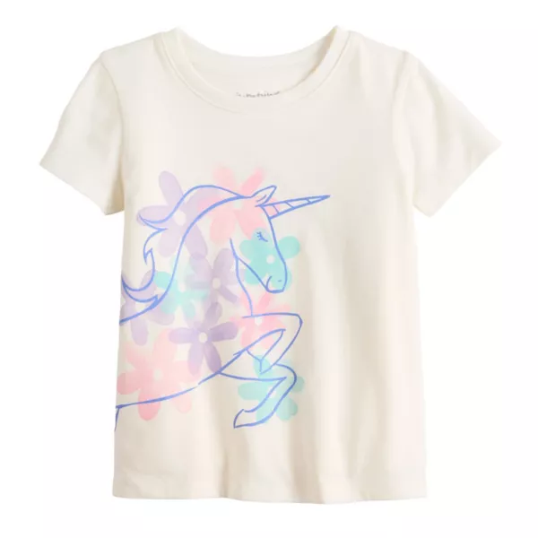 

Футболка с коротким рукавом для малышей и девочек 4–12 лет, адаптивная Jumping Beans, цвет ivory unicorn flowers
