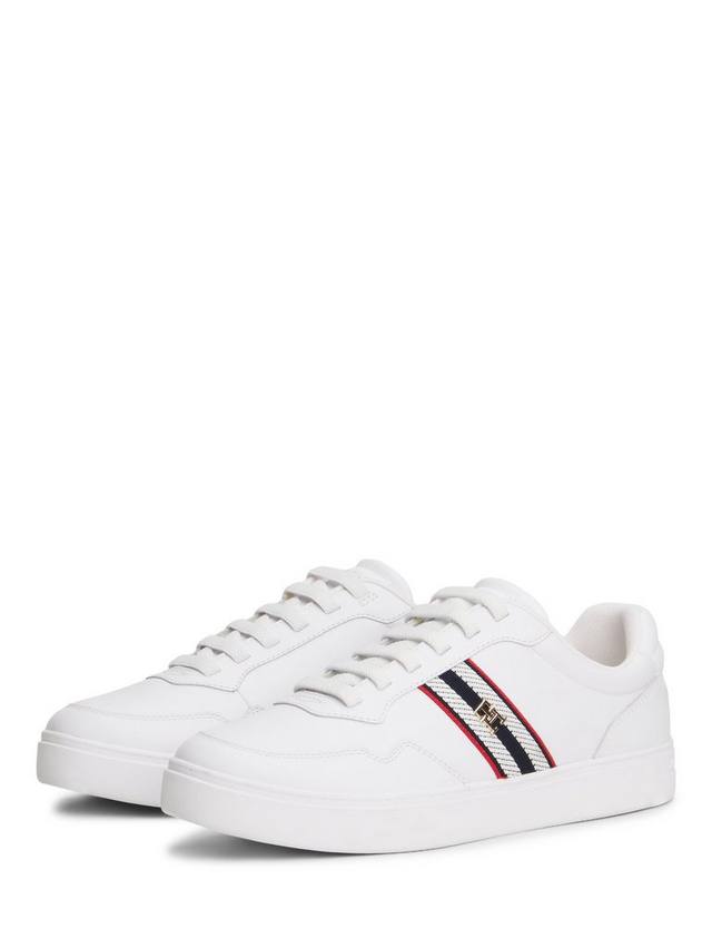 Кроссовки на кожаной подошве с полосатыми вставками Tommy Hilfiger, White — фото 3