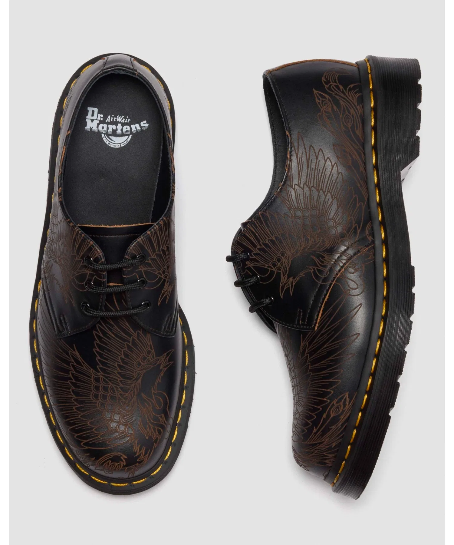 Унисекс ботинки Dr. Martens 1461 PHOENIX с вышивкой чёрные — фото 2