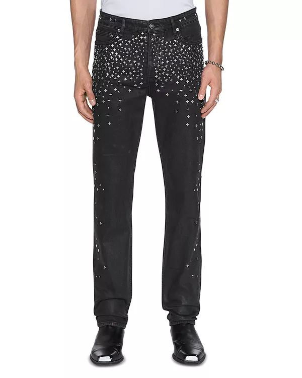 

Джинсы Chitch Backstage узкого кроя черного металлического цвета. Ksubi, черный