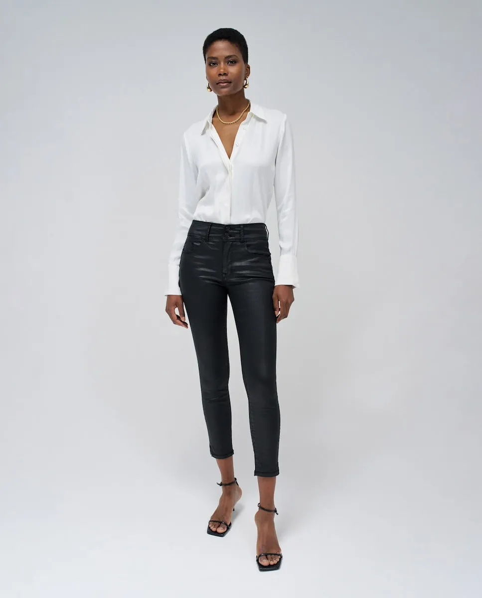 

Секретный толчок в вощеных женских узких брюках Salsa Jeans, черный