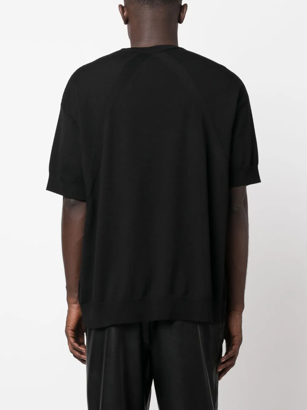 Шерстяной джемпер с короткими рукавами JIL SANDER, черный — фото 4