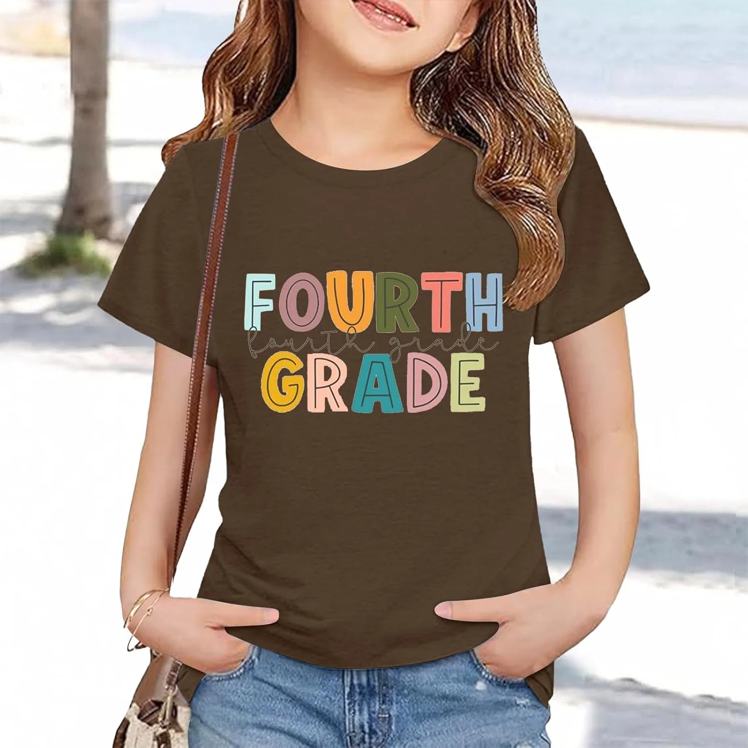 Футболка детская с коротким рукавом, Fourth Grade, коричневый — фото 4