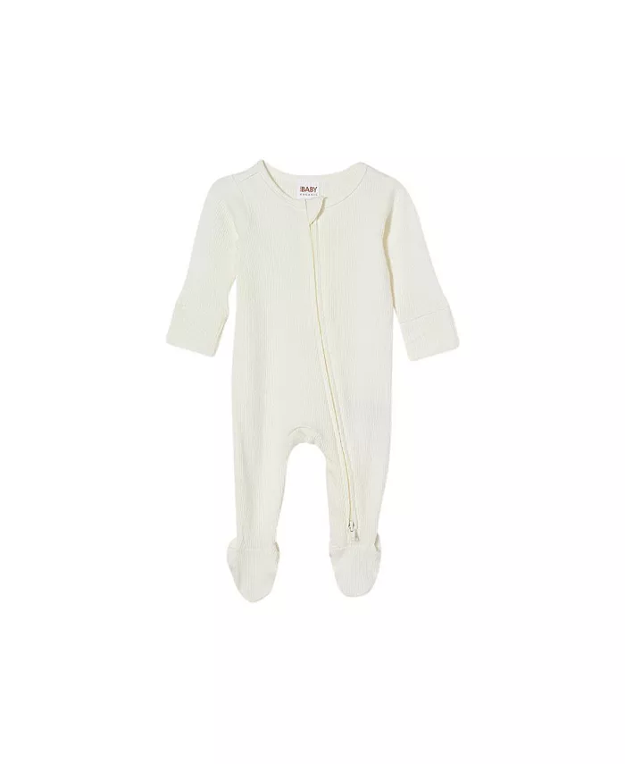 

Комбинезон для мальчиков с ажурной вязкой и молнией Baby Boys Pointelle Zip All In One Romper COTTON ON, белый