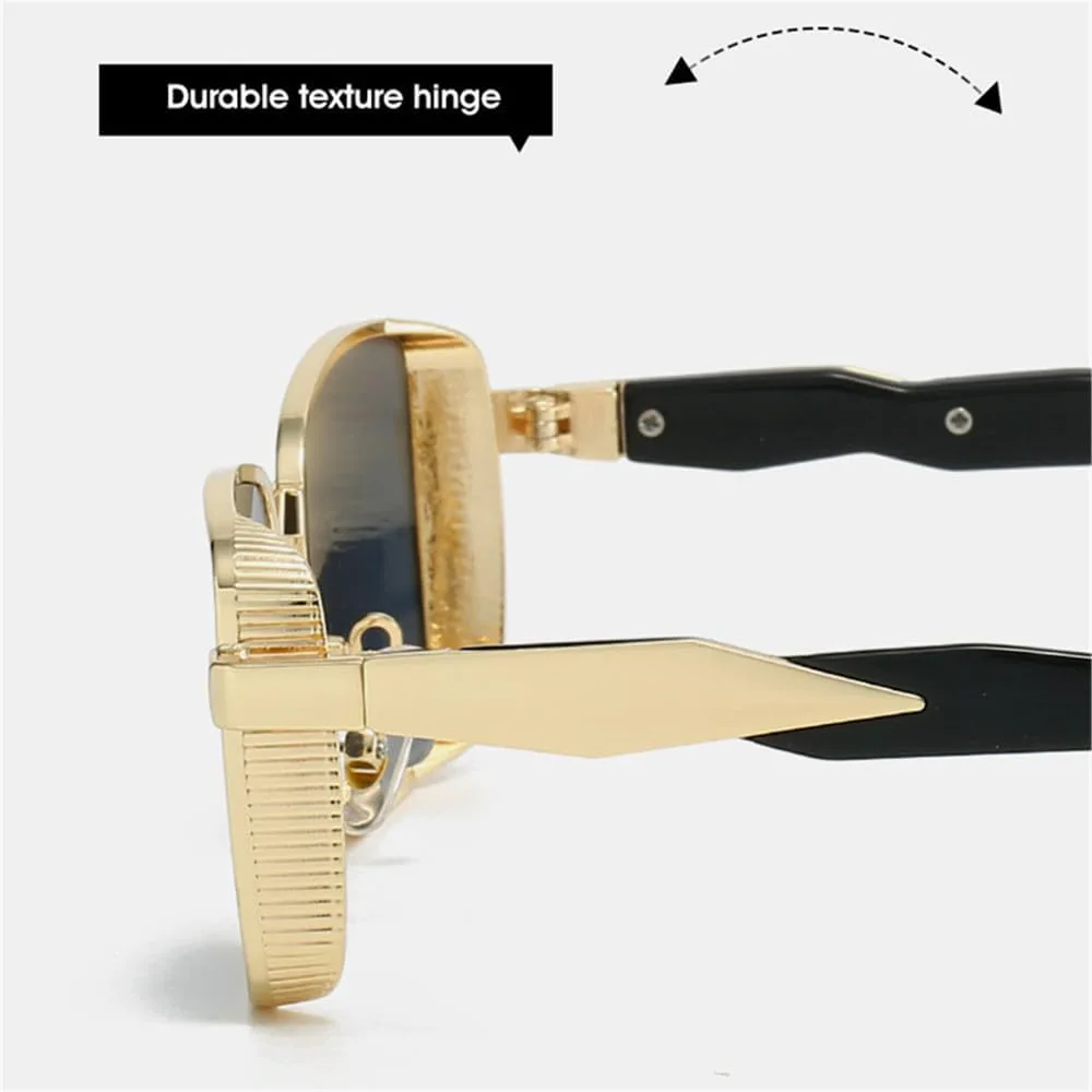 

Солнцезащитные очки UV400 с толстой металлической оправой в стиле панк для женщин и мужчин, для бега и занятий спортом на открытом воздухе UYPTK, Silver-gray