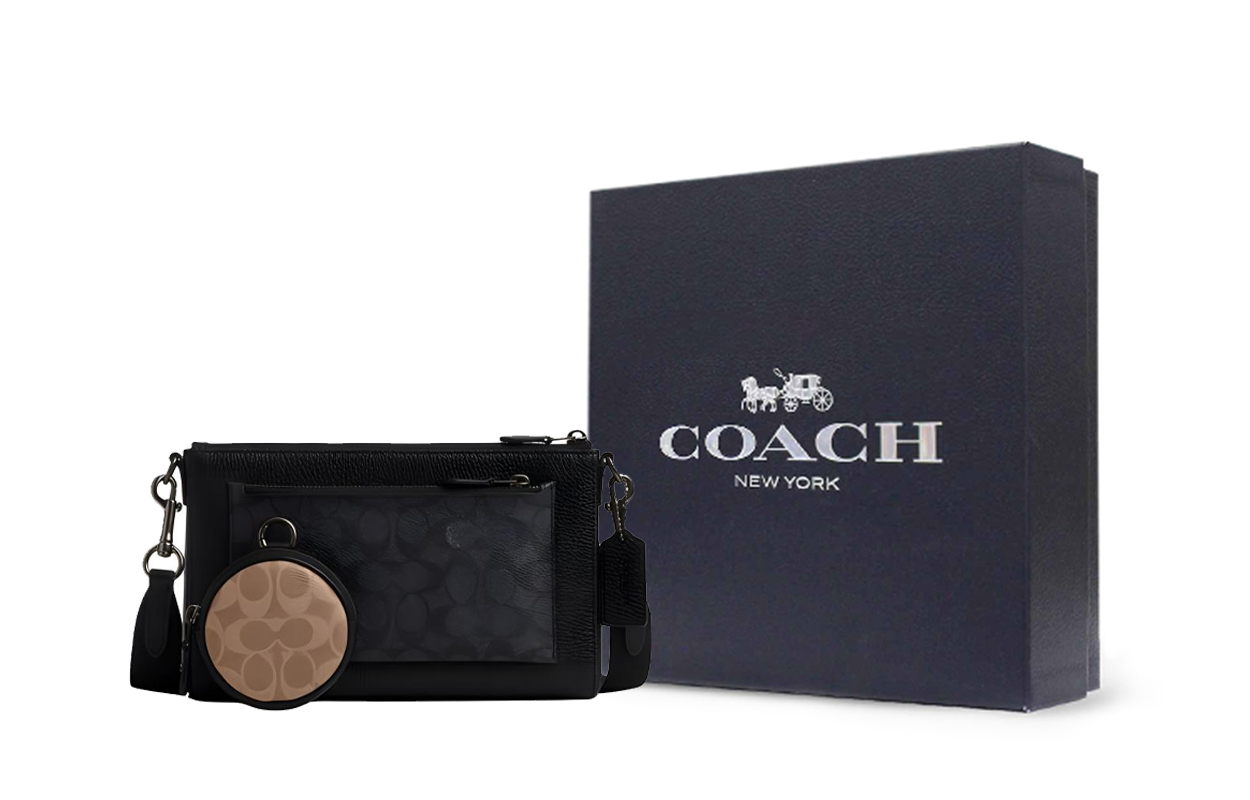 

COACH Сумка через плечо мужская среднего размера из комбинации ткани и натуральной кожи