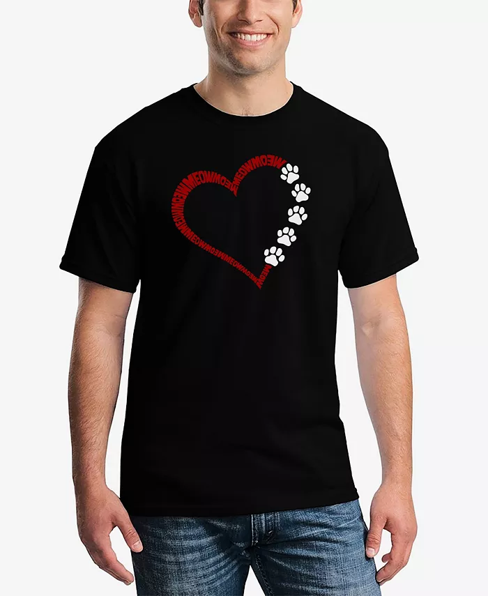 

Мужская футболка Meow Heart Word Art LA Pop Art, черный
