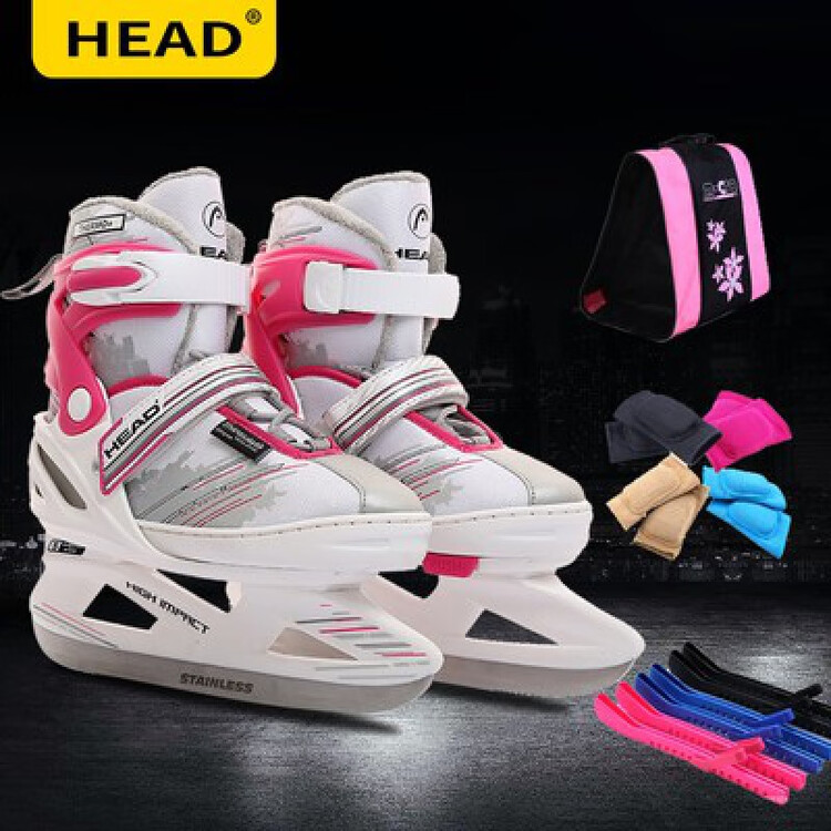 

HEAD Детские коньки Austrian с регулировкой, теплые для начинающих, фигурные, H7 Pink + сумка + чехлы + наколенники, размер 36