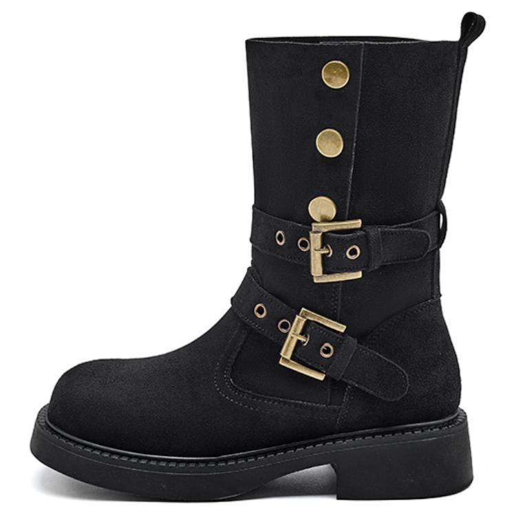 AGSDON Черные женские ботинки на каблуке 3,5 см, цвет Black