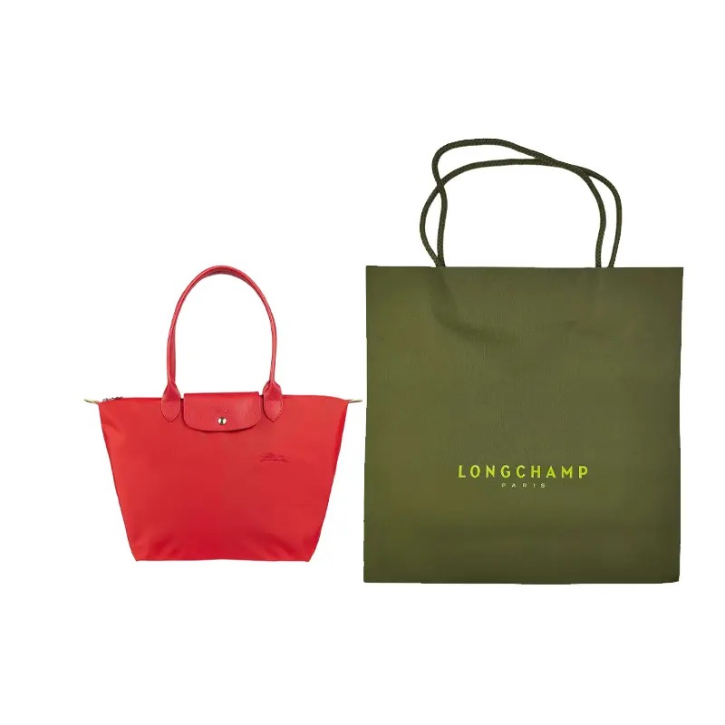 

LONGCHAMP Сумка Le Pliage Green Recycled Canvas With Leather Trim Dumpling из переработанного холода с кожаной отделкой, женская, томатно-красная