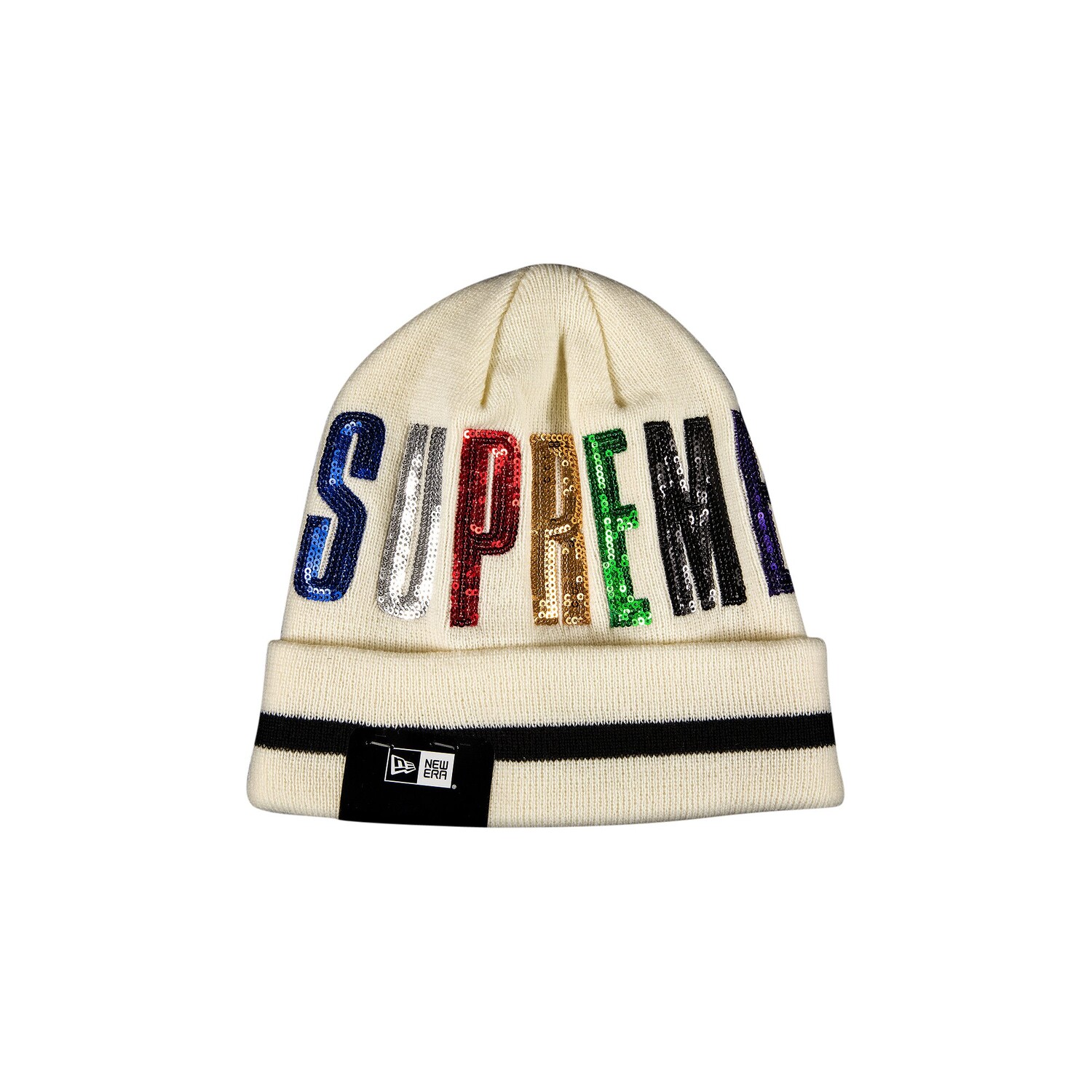 

Шапка-бини Supreme x New Era с пайетками, цвет Натуральный