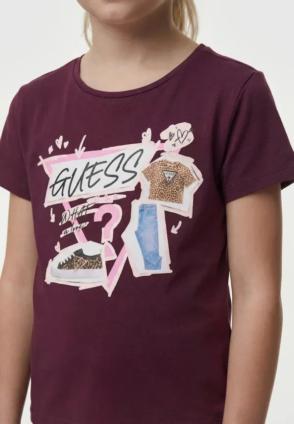Футболка детская Guess Kids teens ss t-shirt_logo print t-shirt, темно-коричневая — фото 3