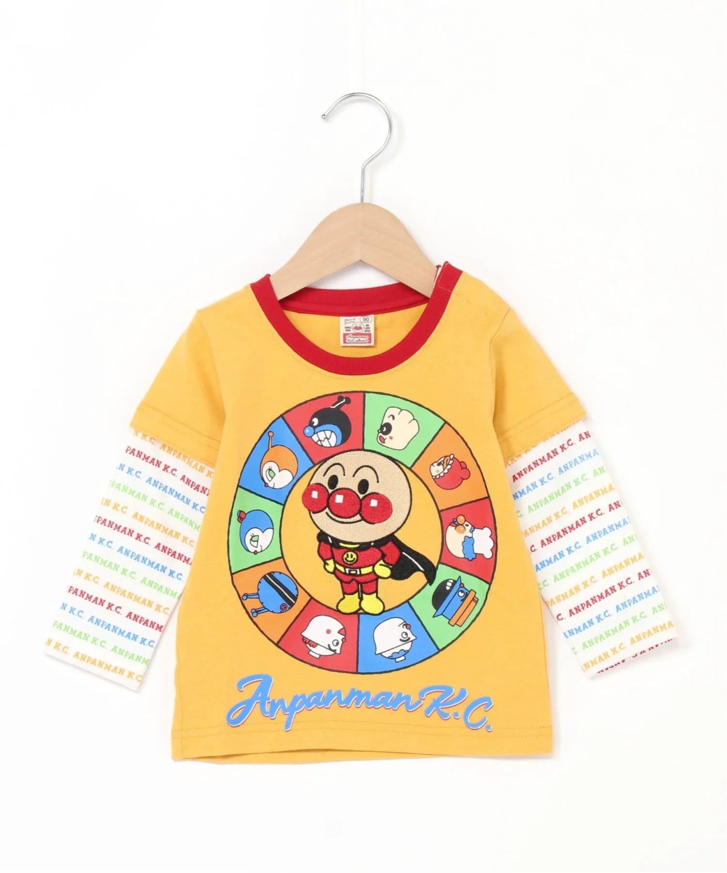 Детская коллекция ANPANMAN/(K) Футболка с длинным рукавом и вышитым профилем Anpanman со съемными рукавами Anpanman Kids Collection, mustard — фото 3