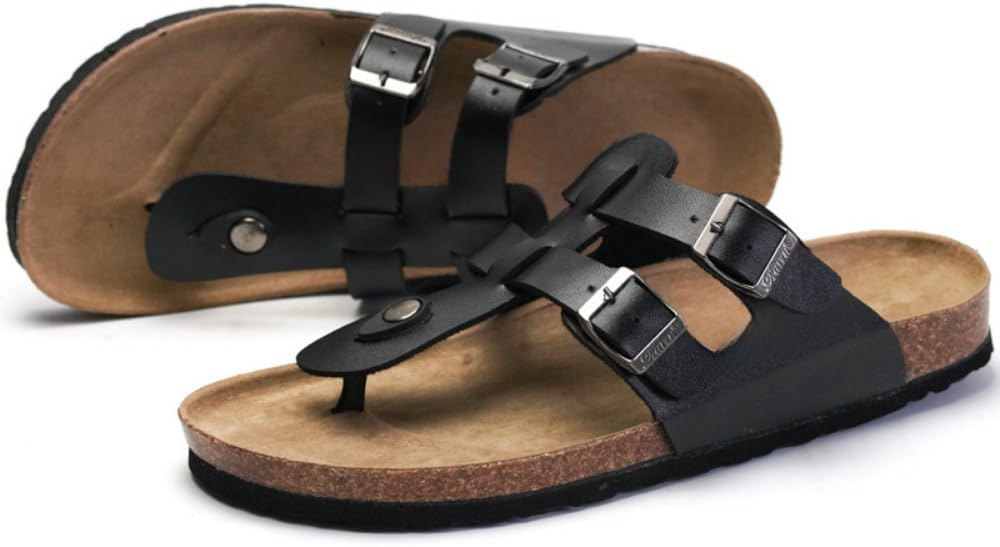 Мужские сандалии Geerta Strappy Jesus, широкие шлепанцы, пробковая стелька, водные тапочки, носить на пляже, легкие, дышащие, нескользящие, домашние шлепанцы, удобная обувь для летнего отдыха, черный — фото 3