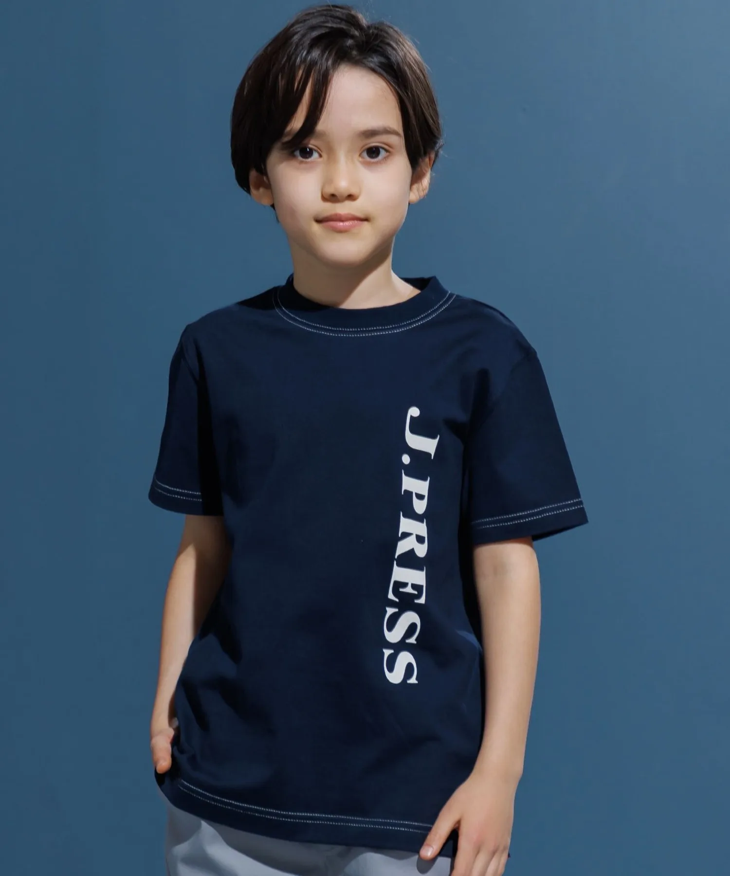Детская футболка с вертикальным логотипом J.PRESS LOGO 100% cotton navy