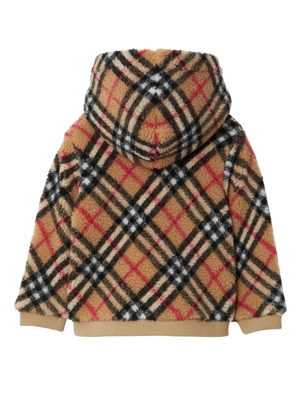 Флисовое худи в клетку Vintage Check BURBERRY KIDS, коричневый — фото 2