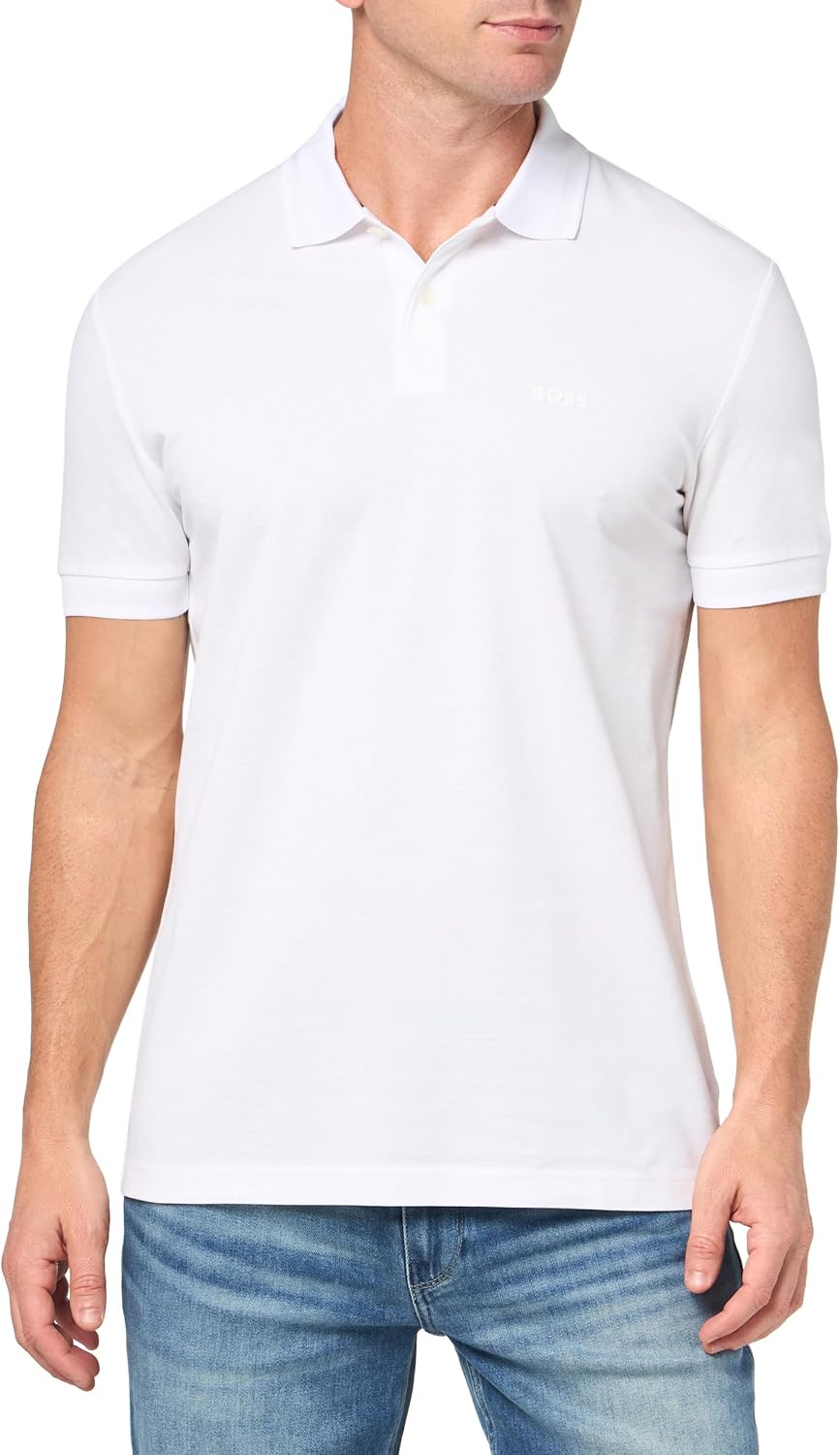 

Мужская спортивная рубашка-поло BOSS Pio Sporty Tonal Collar, White Oak, Белый, Мужская спортивная рубашка-поло BOSS Pio Sporty Tonal Collar, White Oak