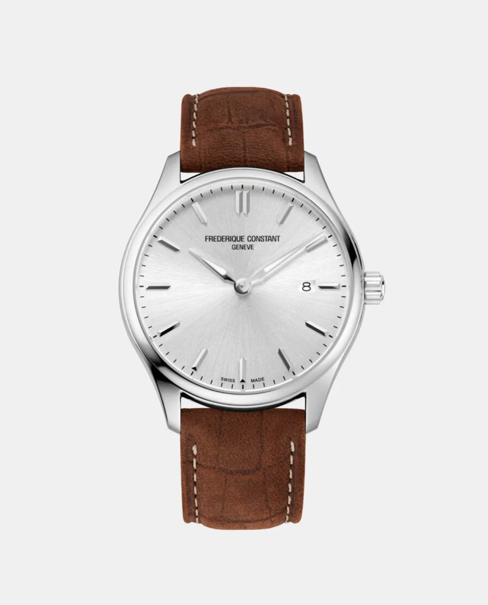

Классические кварцевые мужские часы FC-220SS5B6 из коричневой кожи Frederique Constant, коричневый