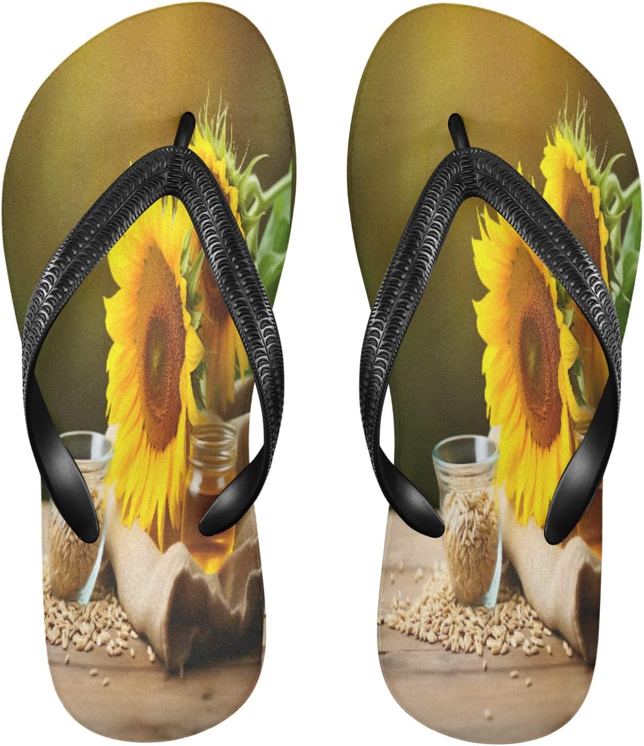 

Весенние подсолнухи, шлепанцы с медом, пляжный душ, вьетнамки, резиновые нескользящие летние тапочки для мужчин и женщин Sinestour, Spring Sunflowers Honey