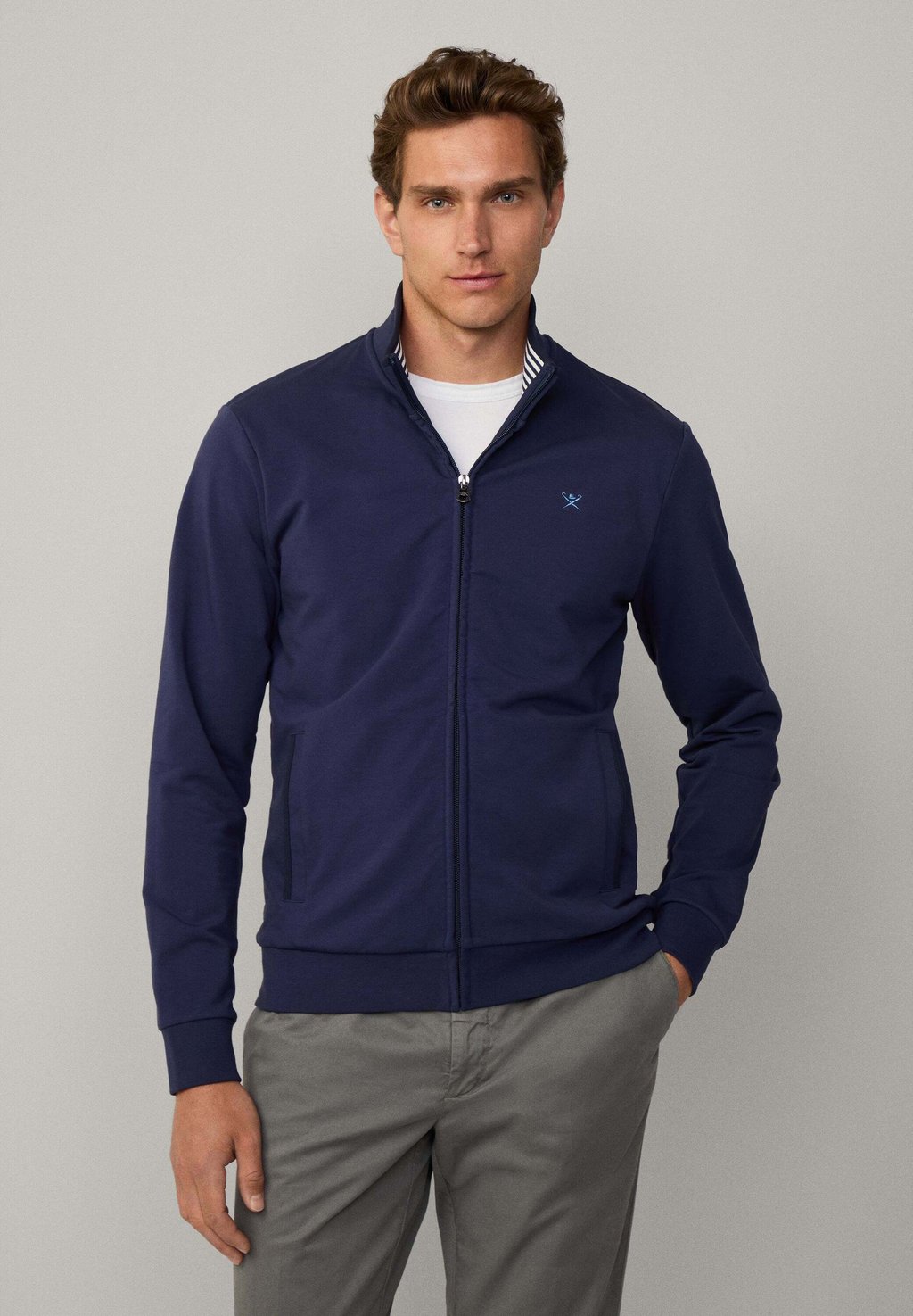 

Толстовка на молнии STRIPE COLLAR Hackett London, темно-синий