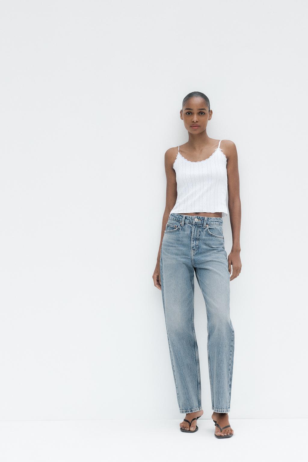 

Джинсы trf mom fit с высокой талией ZARA, цвет Blue/Grey