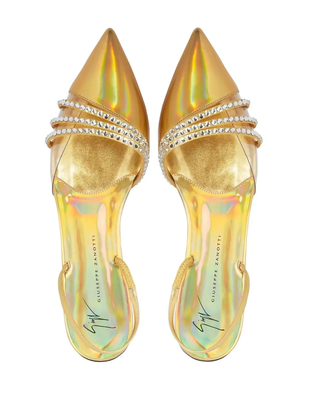 Декорированные туфли Claralie с ремешком на пятке Giuseppe Zanotti, золотой — фото 4