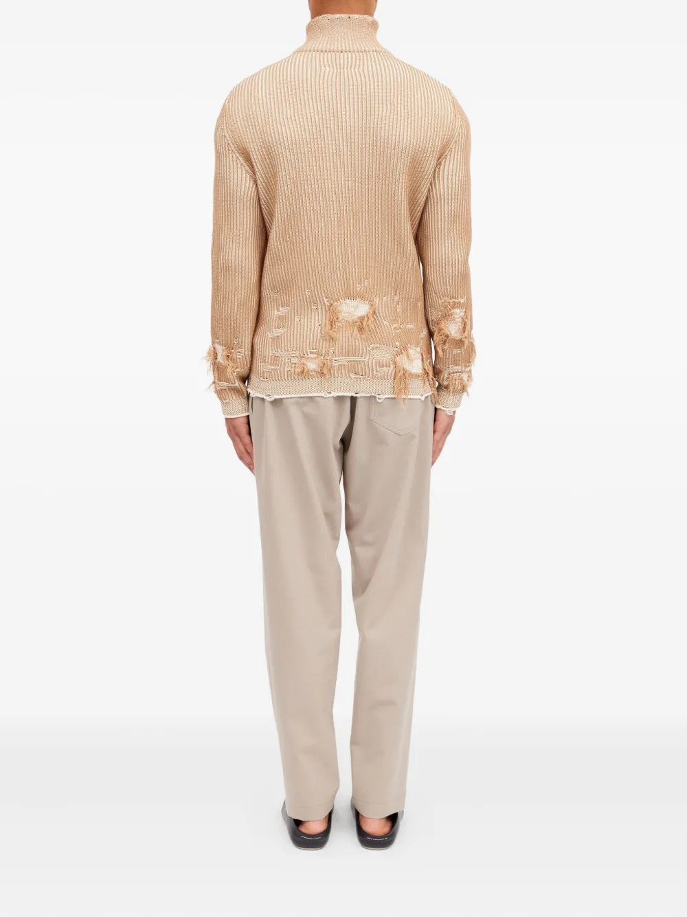 Кардиган на молнии с эффектом потертости Mm6 Maison Margiela, бежевый — фото 4