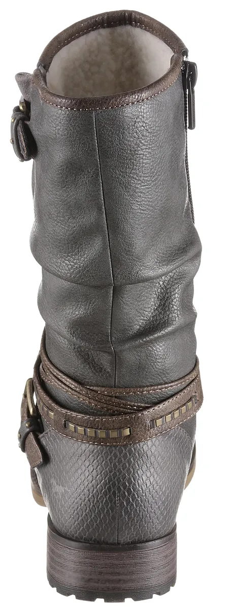 Зимние ботинки Mustang Shoes с декоративными пряжками на голенище с напуском, цвет Graphit-Used — фото 2