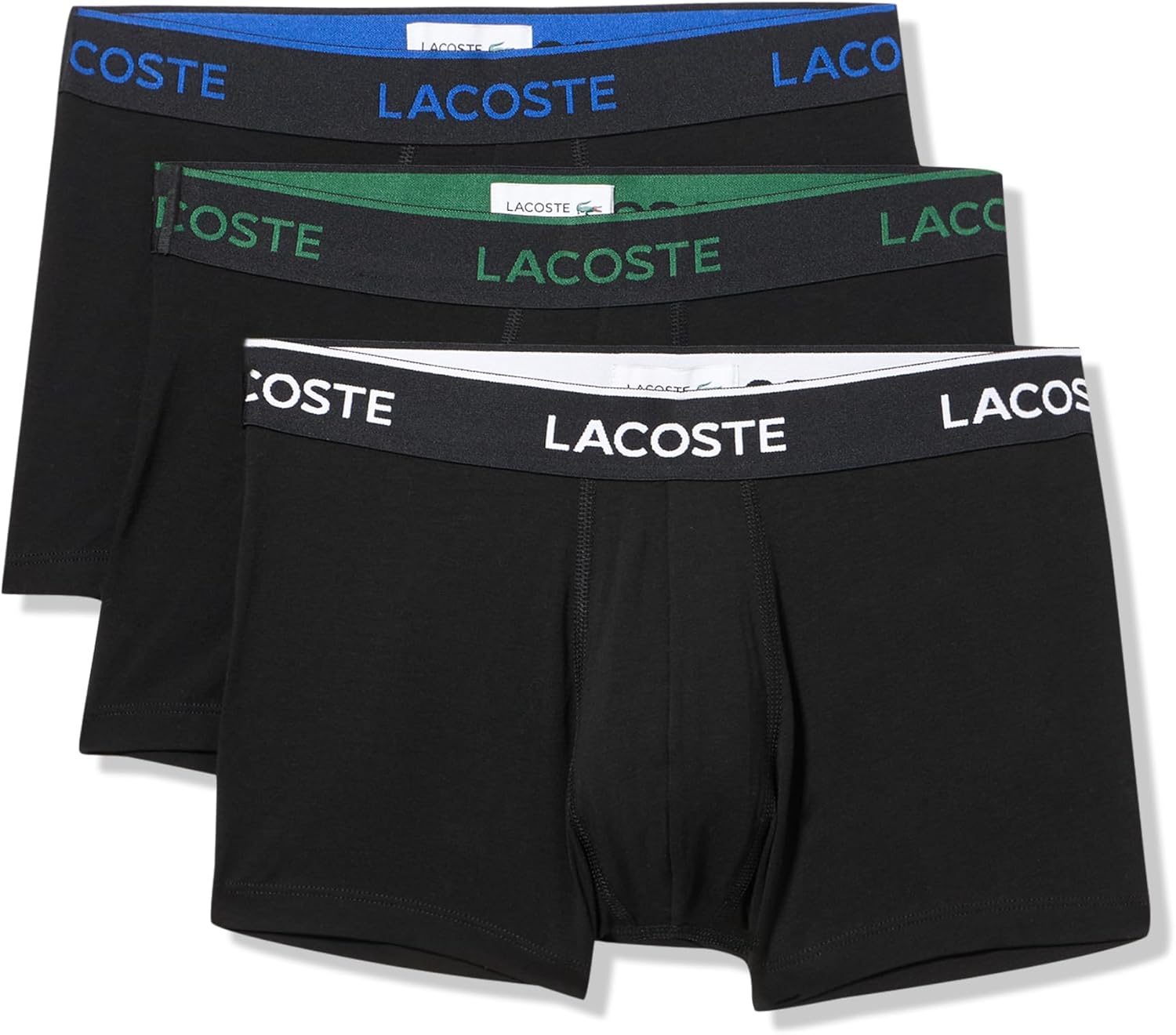 

Lacoste мужские хлопковые эластичные трусы Essentials, 3 шт (Amazon Exclusives), Black/White/Captain/Green