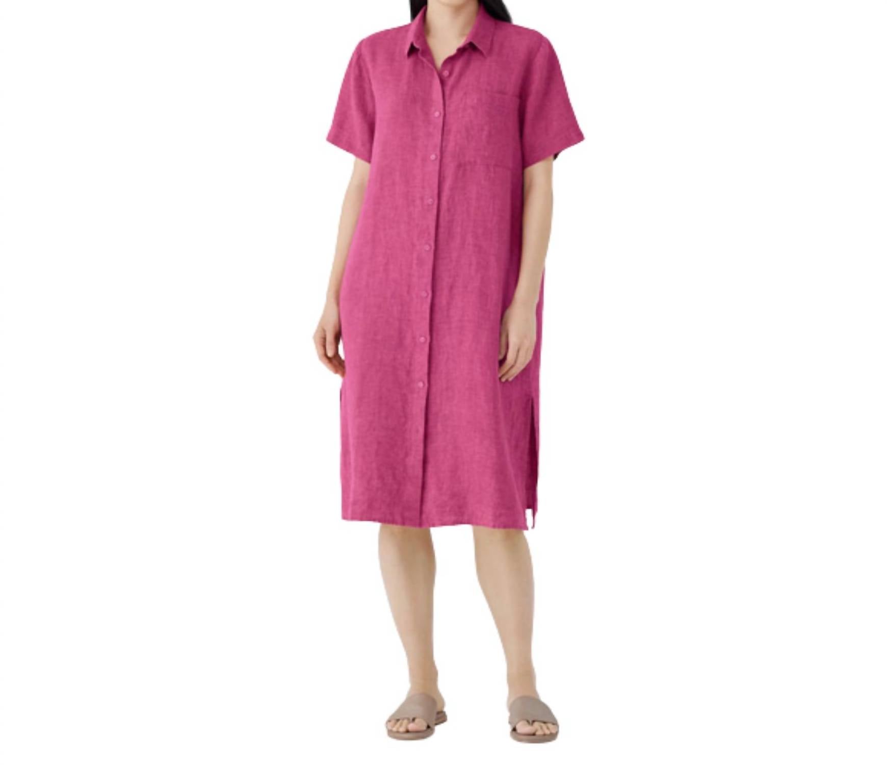 

Платье-рубашка с классическим воротником в цвете герани Eileen Fisher, цвет geranium