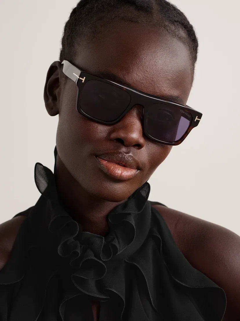 Квадратные черепаховые солнцезащитные очки Cyrus из ацетата TOM FORD Eyewear, коричневый — фото 2