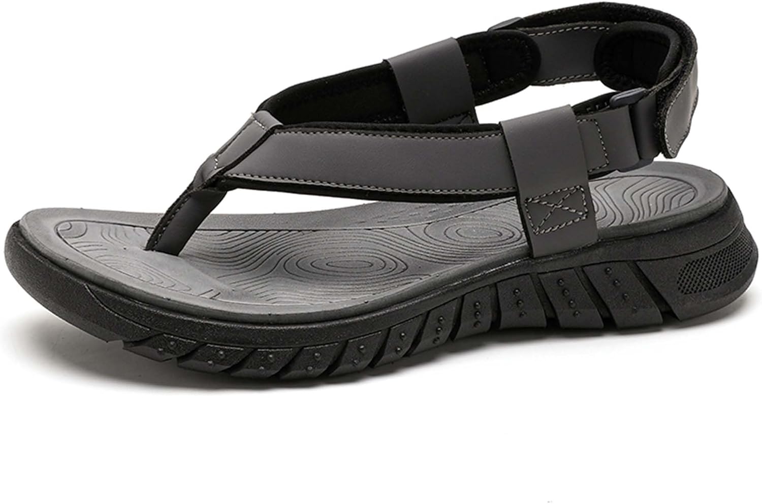 

Мужские сандалии с открытым носком для пляжа, летние спортивные сандалии для улицы, нескользящие походные и повседневные сандалии Generic, черный