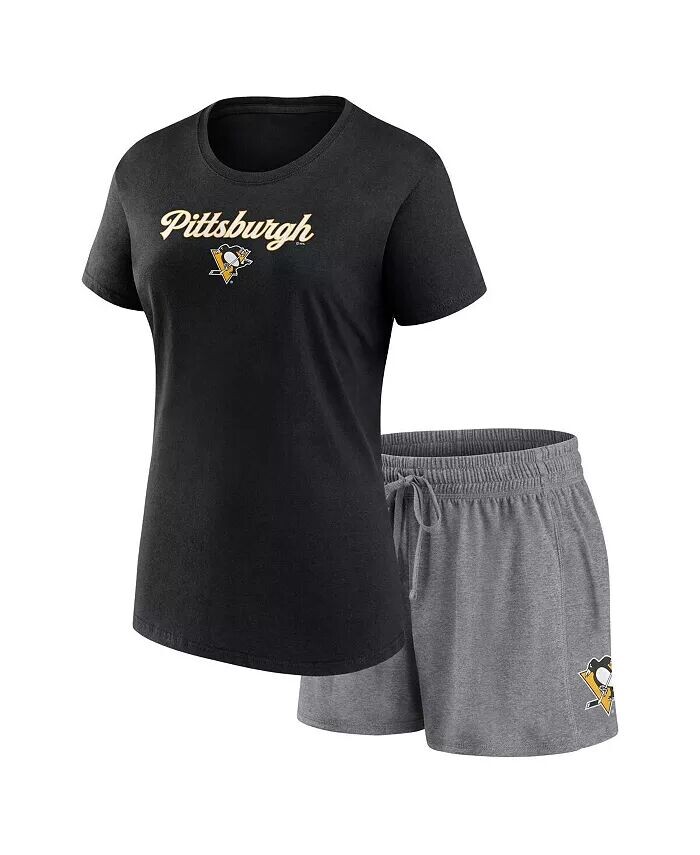 

Женский черно-серый комплект из футболки и шорт с надписью Pittsburgh Penguins Fanatics, мультиколор