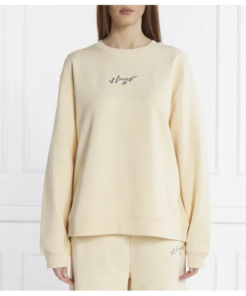 

Классический свитшот с круглым вырезом_1 Oversize fit Hugo, бежевый