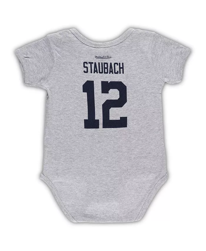 Боди для мальчиков и девочек Roger Staubach серый меланжевый Dallas Cowboys Mainliner с именем и номером игрока на пенсии Mitchell & Ness — фото 3