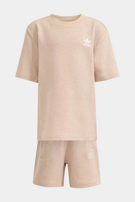 Комплект детский из эластичного трикотажа Adidas Originals, бежевый — фото 2