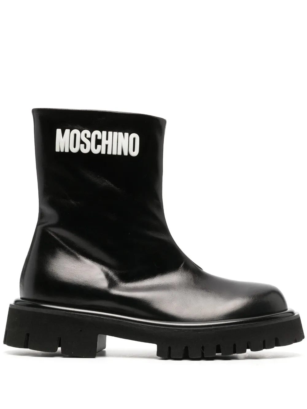 Ботинки на молнии с тисненым логотипом Moschino, черный