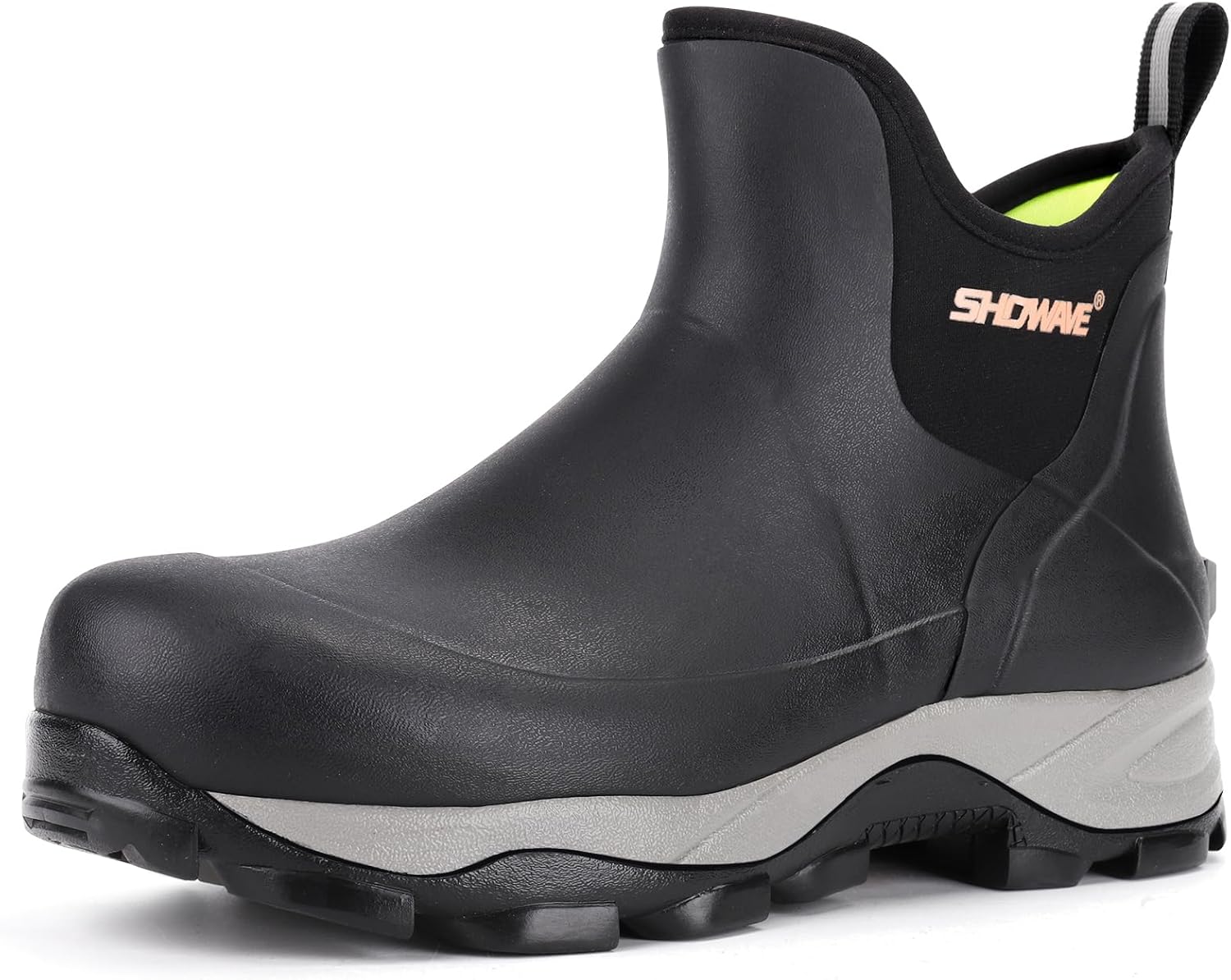 

Мужские резиновые сапоги Showave, водонепроницаемая обувь для дождя, прочные короткие охотничьи сапоги для грязи, садоводства, двора и работы по хозяйству, черный