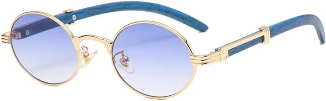 

Солнцезащитные очки с защитой от УФ-излучения UV400 | Маленькая овальная круглая оправа, цветные линзы | Для женщин и мужчин, для занятий спортом на открытом воздухе и вождения DSVIGF, Gold Blue