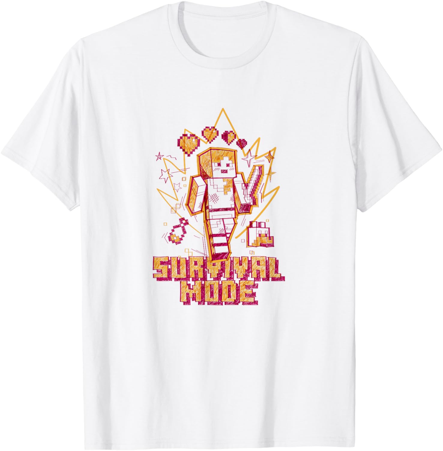 

Футболка Minecraft Alex Survival Mode с красно-оранжевым контуром