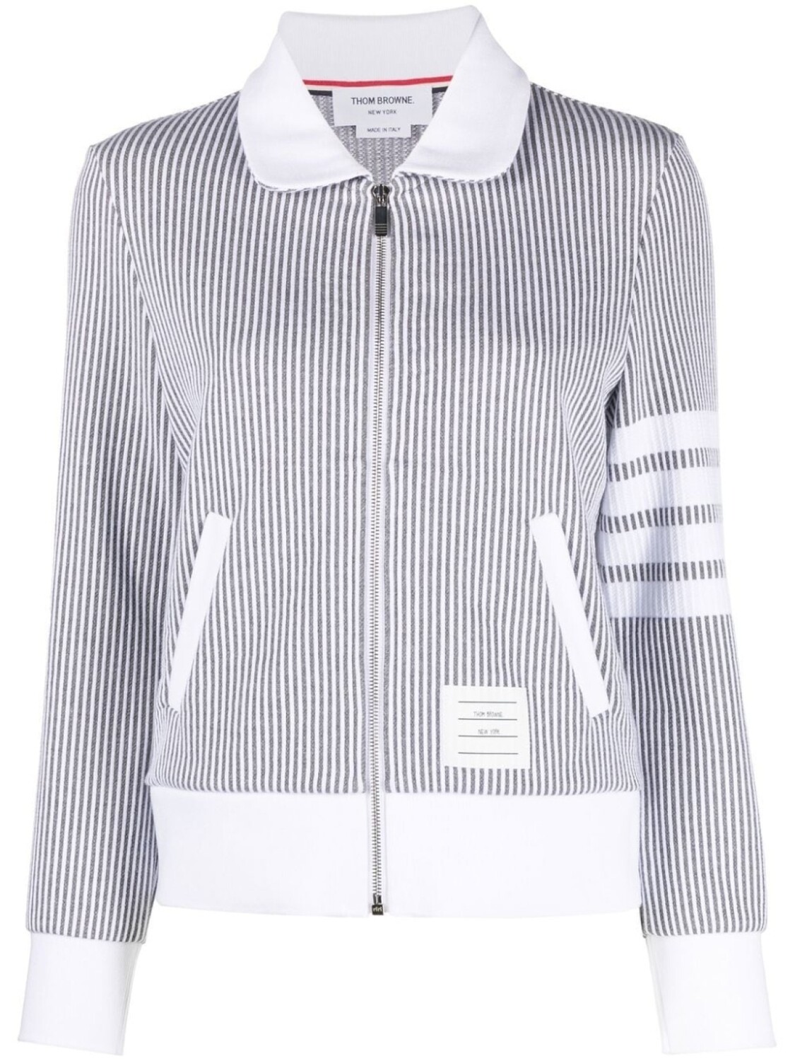 

Thom Browne zip-fastening seersucker jacket, серый