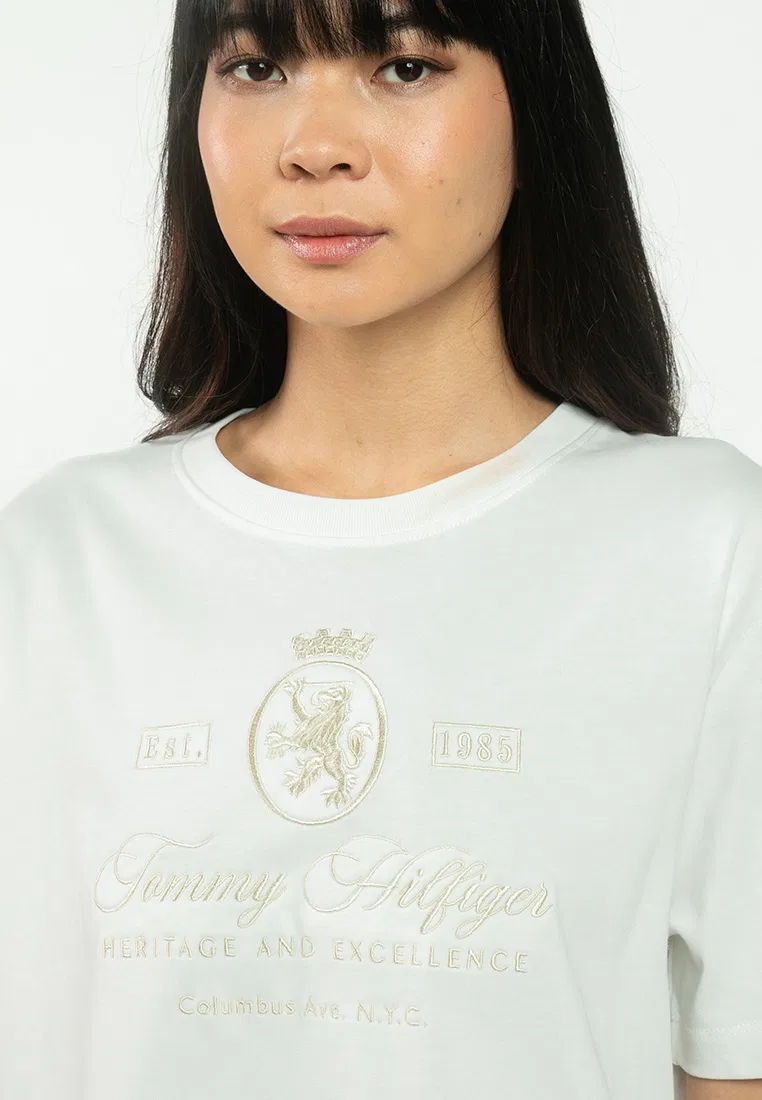 Футболка свободного кроя Varsity Crest Relaxed Tee, Tommy Hilfiger, экрю — фото 3