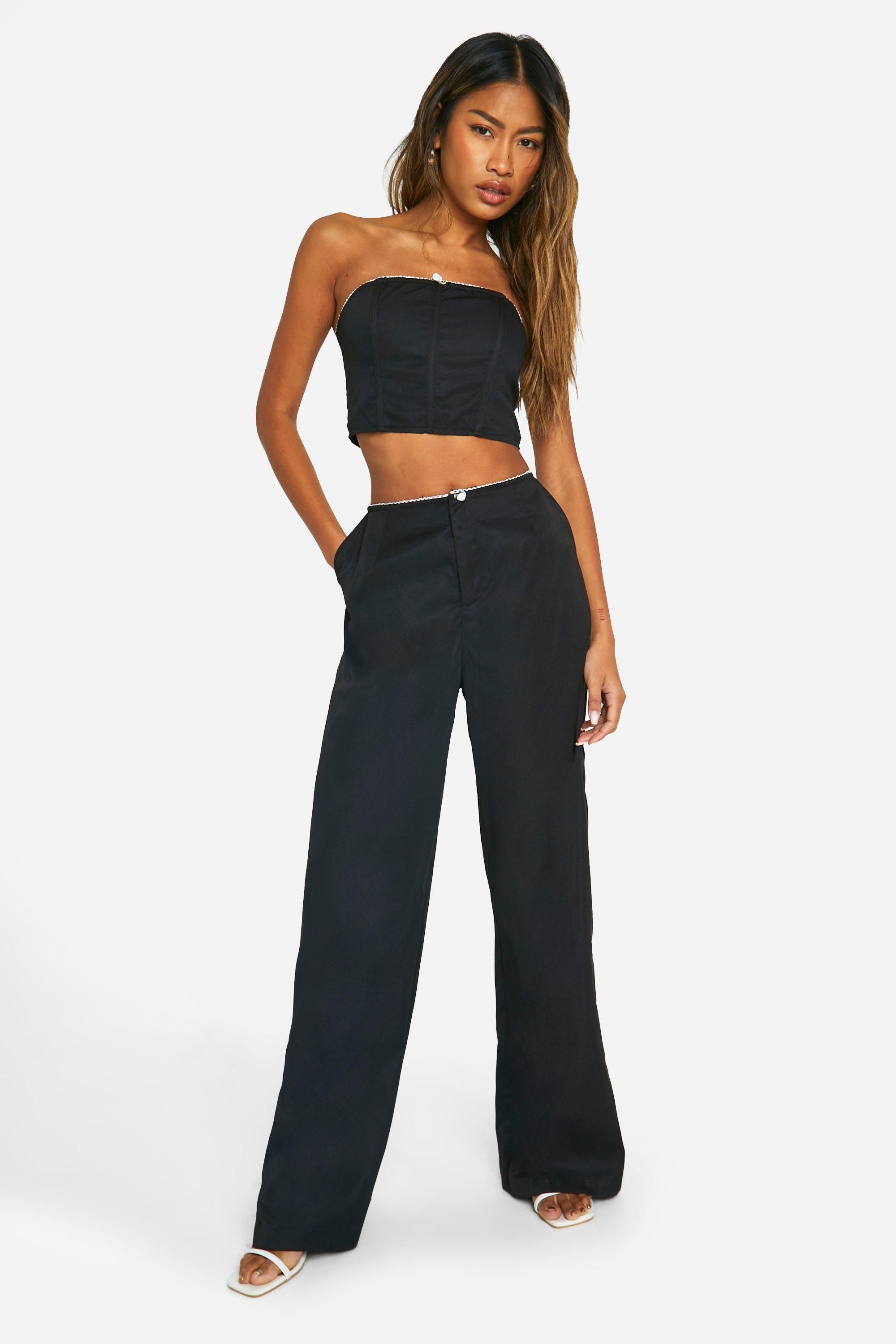 

Брюки Boohoo с цветочным узором, черный