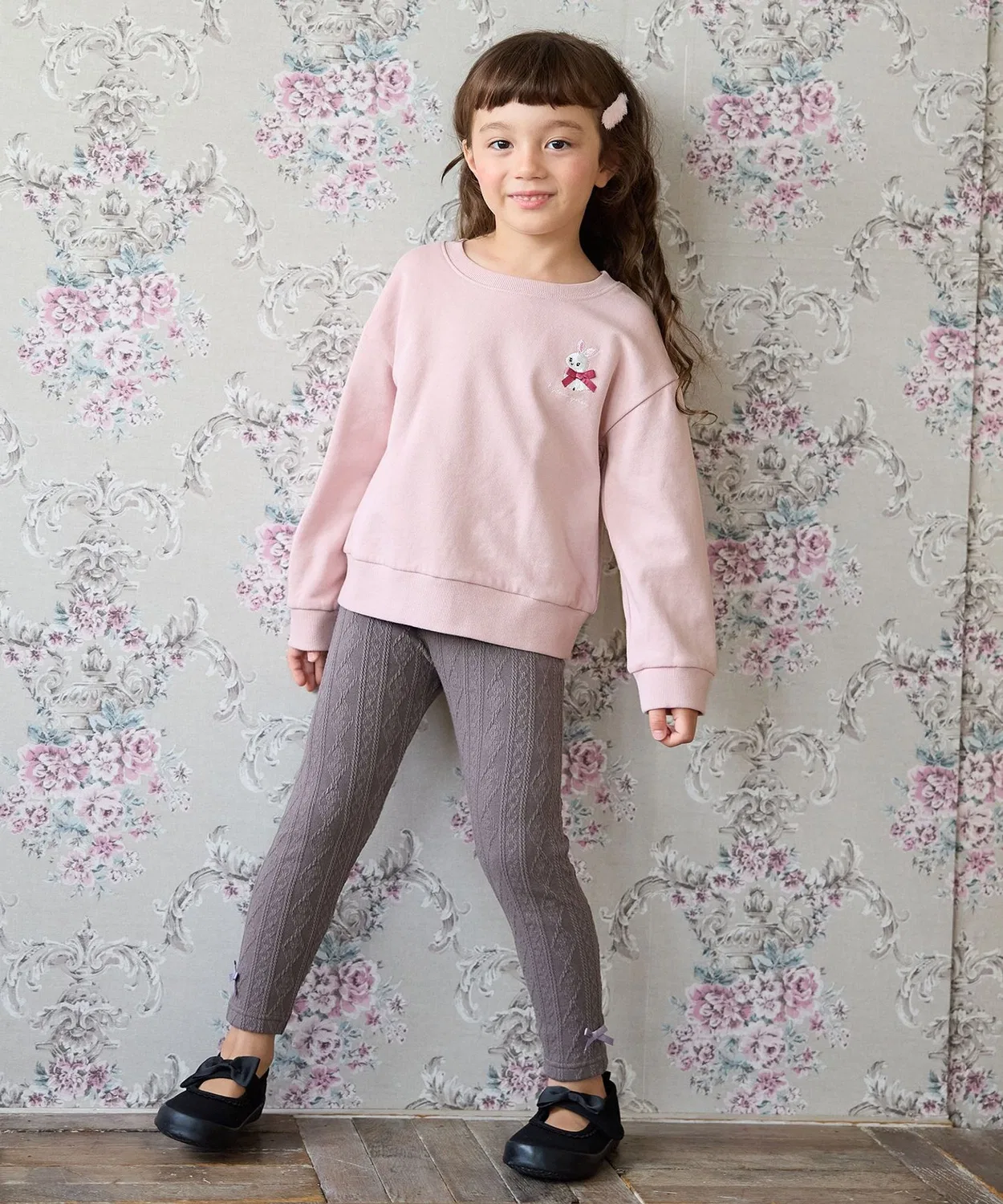 Леггинсы жаккардовые с кабельным узором ANY KIDS, полная длина, черный — фото 3